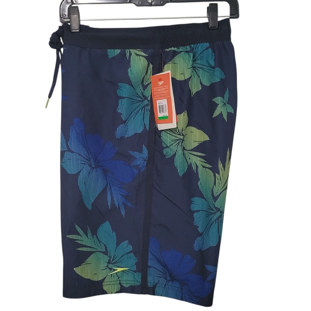 Speedo Mens Board Shorts New Navy Tropical Floral UPF 50 Swim Trunks Large
